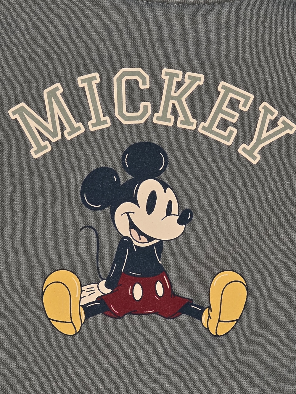 Disney Mickey Mouse Baby Sweatshirt 9M Gray Blue Double Sided Graphic Crewneck